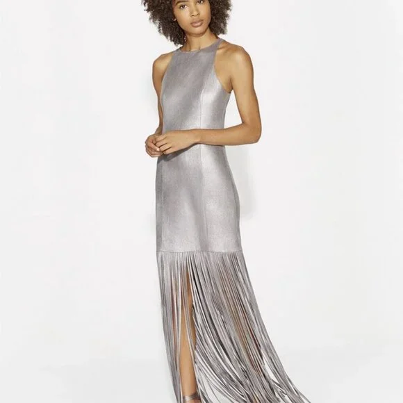 halston heritage metallic dress Halston Heritage Sparkle Stretch Metallic Twist Front Gown Long Dress